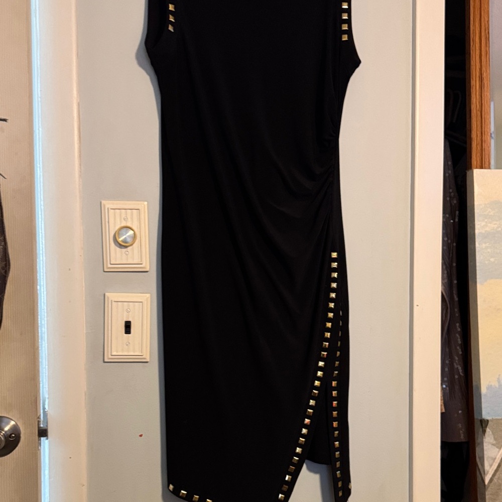 Emma & Michele Black Studded Midi Dress